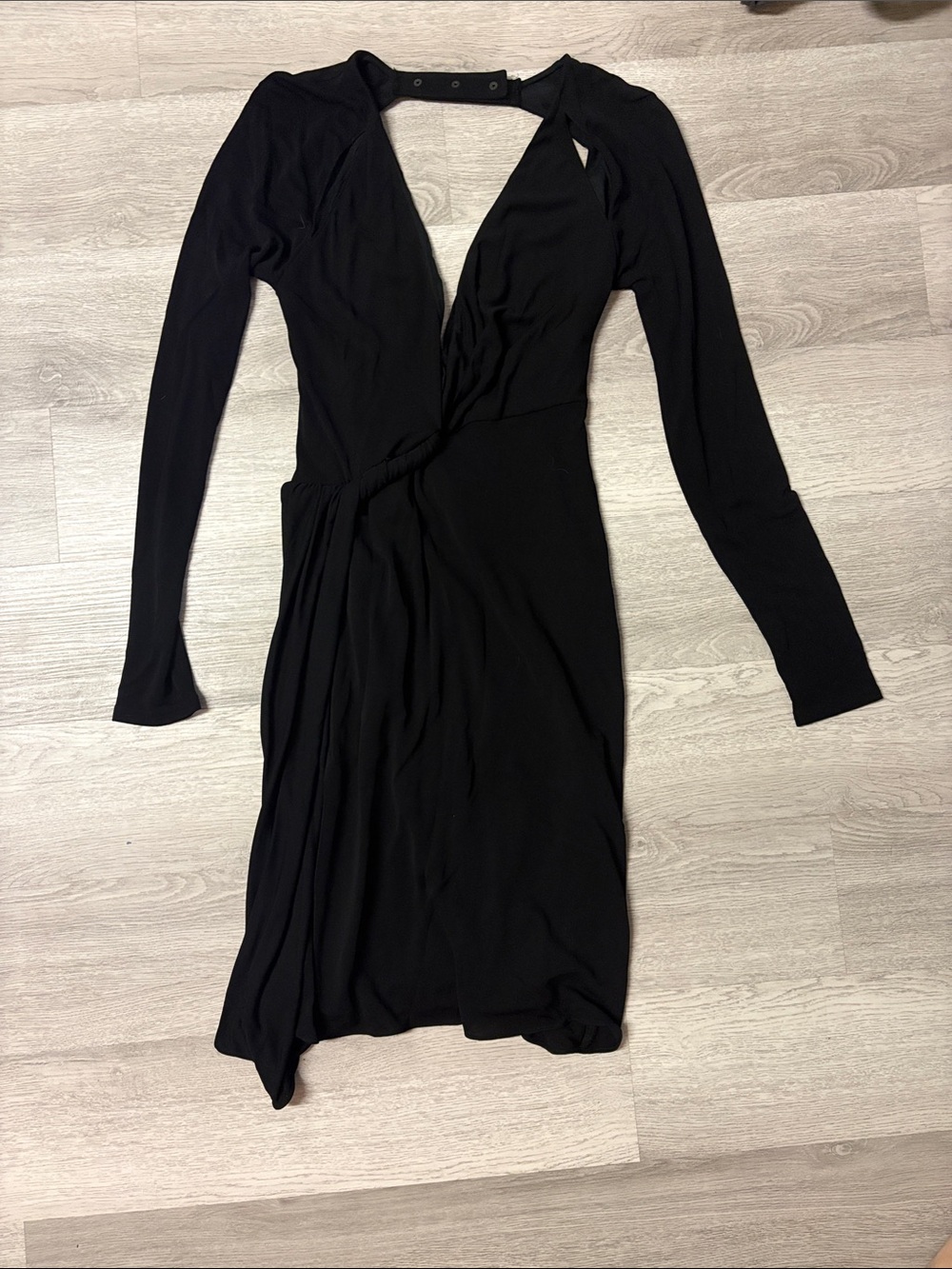 Alexander Wang Black Long-Sleeve Twist Front Dress